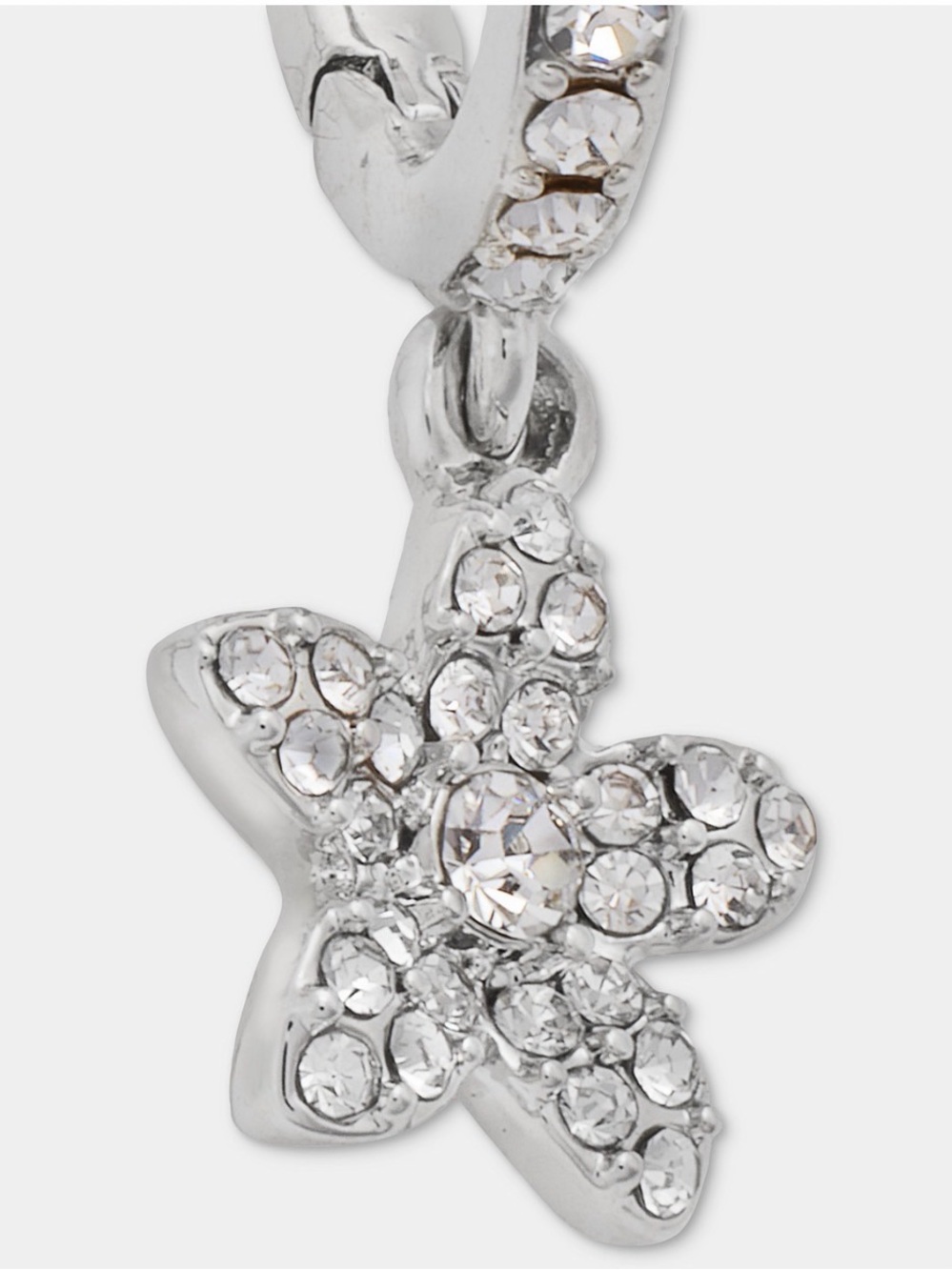 NWT! Givenchy Crystal Flower Charm Huggie Hoop Earrings - Picture 4 of 10